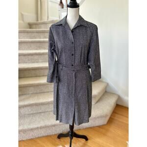 Vintage Ann May Black & White Micro Dot Silk Skirt Short Top Set Old Money